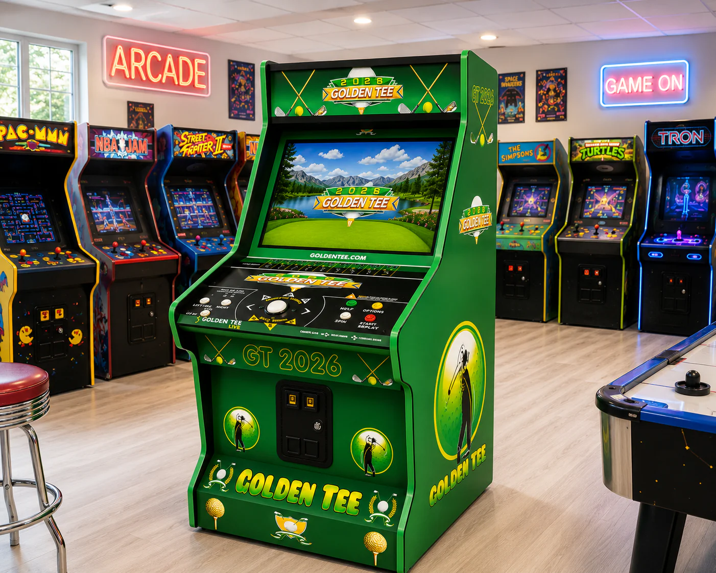 Golden Tee Live 2026 Arcade Machine – Brand New with 32” LCD Monitor for Home & Commercial Use