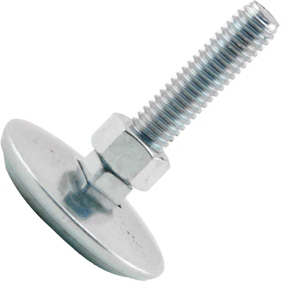 LOTS OF 4 - ARCADE OR PINBALL LEG LEVELER WITH NUT, 3/8-16 THREAD, 2" THREAD LENGTH, 200LB CAPACITY, 1.75" BASE DIAMETER