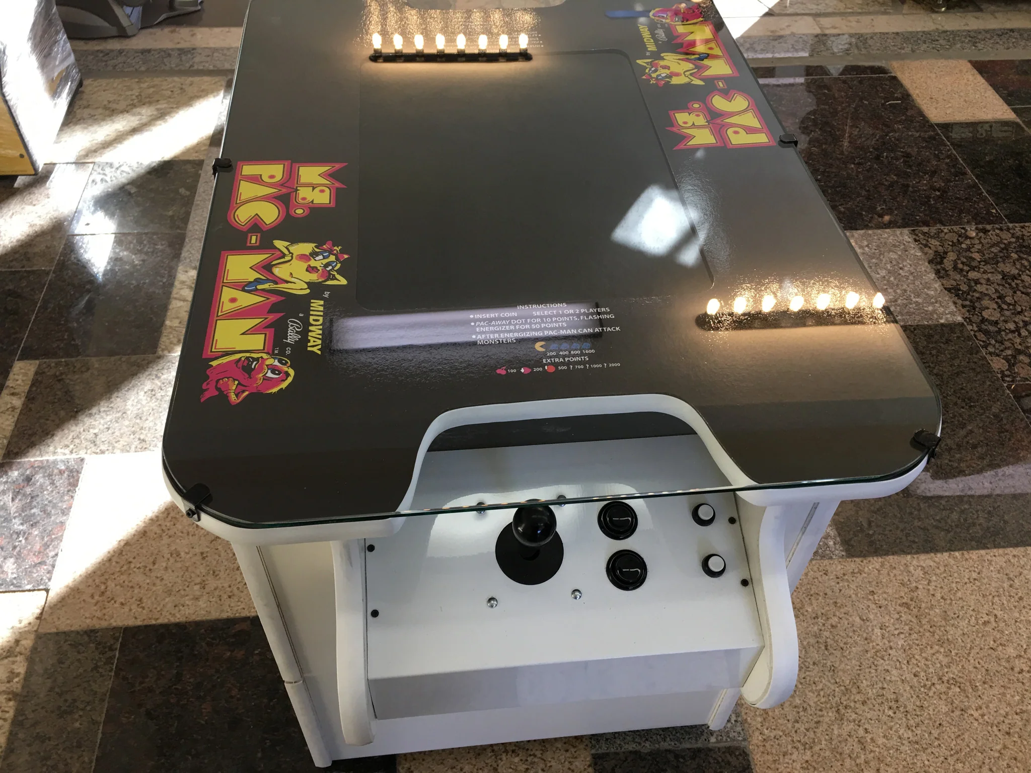 MS PACMAN COCKTAIL ARCADE IN All WHITE , PLAYS MS PACMAN AND GALAGA TOO-FREE SHIPPING- 1 YEAR PARTS WARRANTY - Image 4